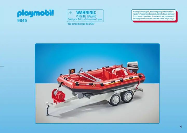 Manual de instruções Playmobil 9845 - Bote de bombeiros com reboque (1)