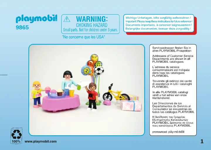 Instrukcje obsługi Playmobil 9865 - Przyjęcie urodzinowe dla dzieci (1)